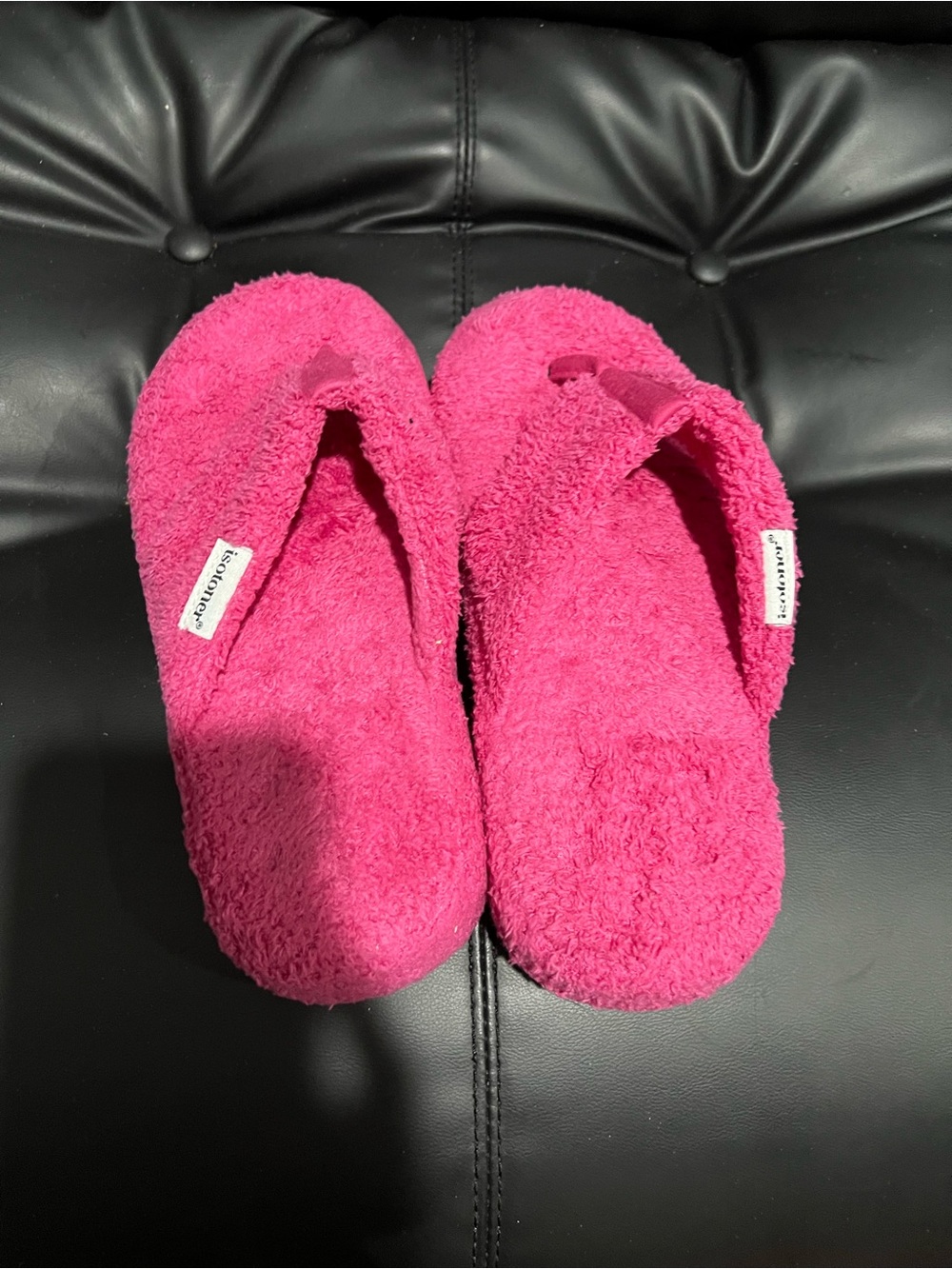isotoner Hot Pink Terry Flip-Flop Slippers